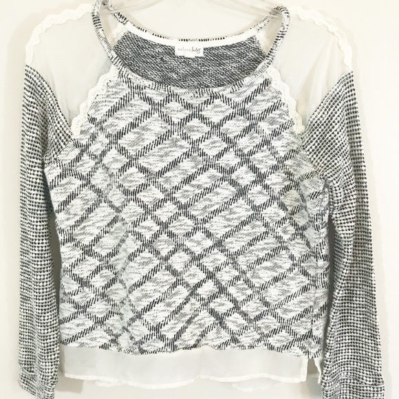 Maison Jules Sweaters - Maison Jules • Black White Sweater Sheer Shoulders